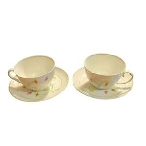 Denby Fine China Teacup and Saucer 2 Each Floral Duchess Flowers Portugal